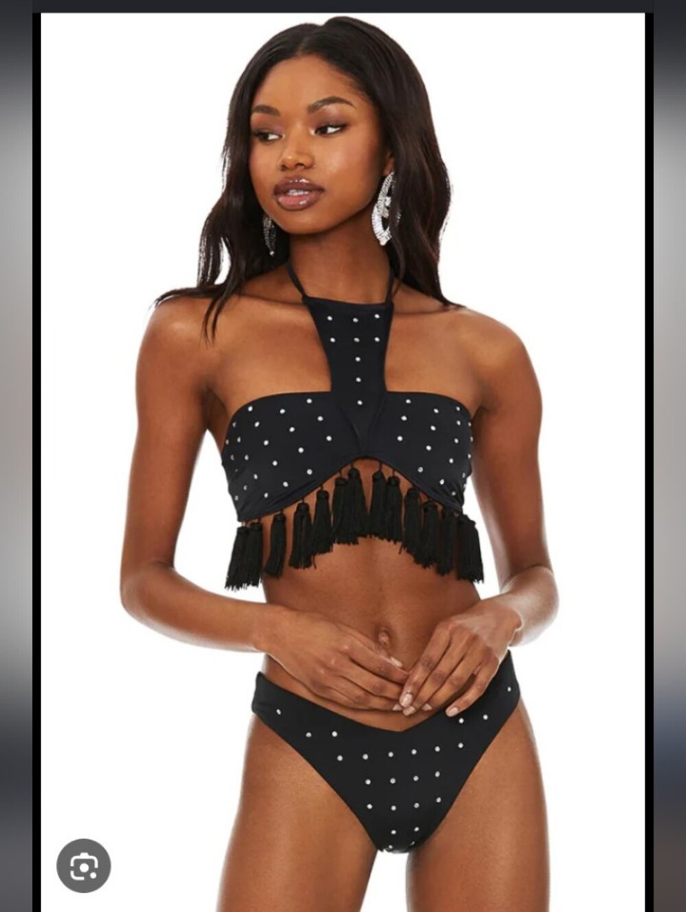 Beach Riot Quartz Vanessa Bikini Set M Top S Bottom NWOT Rhinestone & Tassels